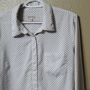 MERONA Polka Dot Size XXL Popover Longsleeve Top Pocket Stretch Lightweight